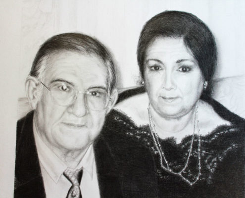 Retrato Antonio y Victoria. Dibujo con lápiz de grafito. Luis De Garrido 2016