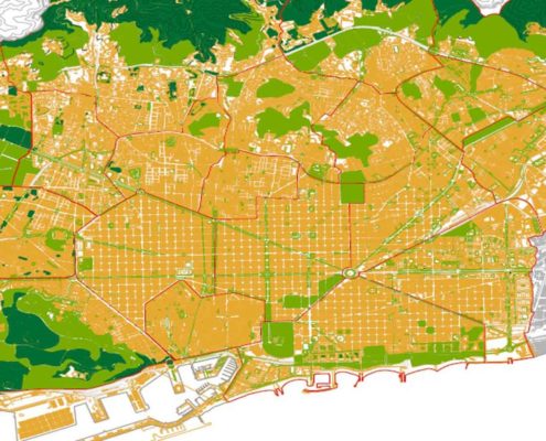 2. Subdivisión en ciudades autosuficientes. Barcelona 2200